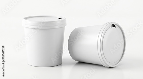 White Disposable Cups With Lids on White Background for Commercial Product Photography