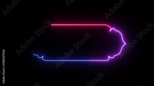 Glowing neon line luxury Arabic Islamic text box title frame border animation video, Ramadan title frame on a black wall.