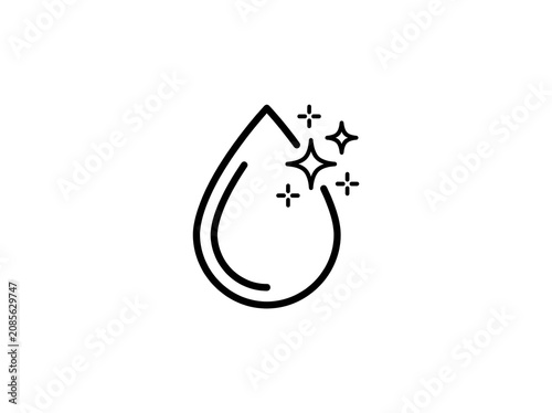 Water droplet with sparkles and plus signs icon