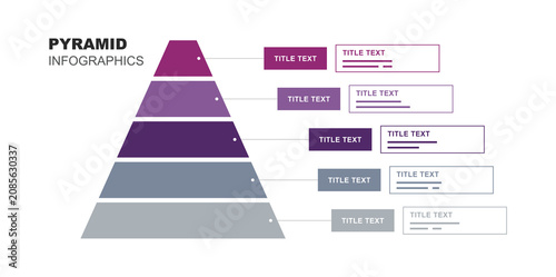 Photos Five level monochromatic purple and grey pyramid infographic chart diagram templ