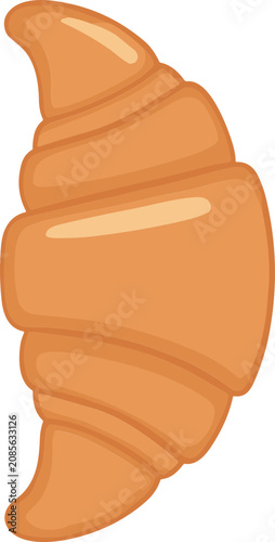 Golden Croissant Pastry Isolated on White Background