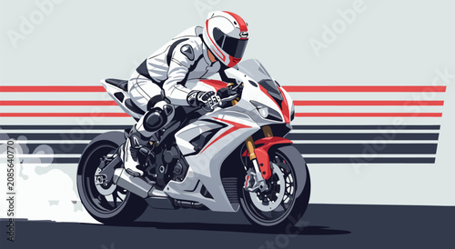 Konstfotografi Dynamic motorcycle racing vector illustration featuring a sleek sportbike design