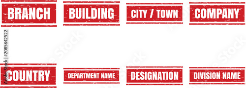 Schilderij op canvas Red Rubber Stamp Designs With Text On White Background