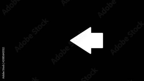 Repeating left arrow animation. animated video of left arrow moving on black background, alpha channel. 4k resolution