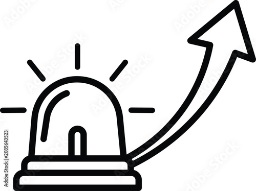 Foto Police light emitting upward arrow indicating growth or alert lightbulb emergenc