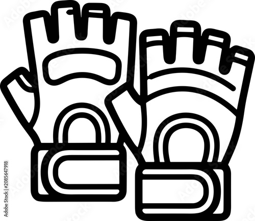 Fingerless Gym Gloves Icon - Black and White Line Art for Fitness and Workout