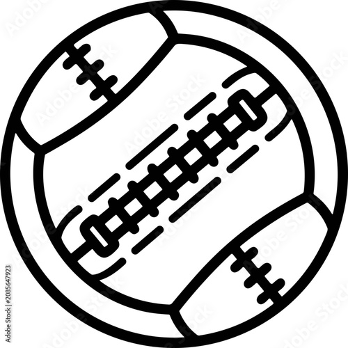 Abstract Football Ball Line Art Icon, Sport Symbol, Black and White