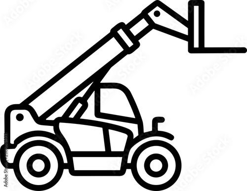 Obraz na plátně Telescopic handler lifting equipment icon, construction machinery line art