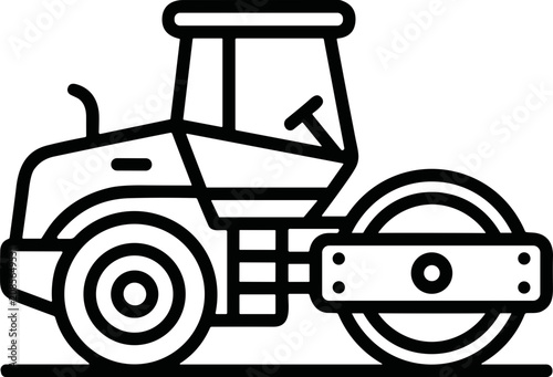 Obraz na plátně Road roller construction vehicle icon, heavy machinery for paving and compacting asphalt, vector illustration