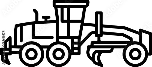 Fotografía Motor Grader Construction Vehicle Line Art Icon