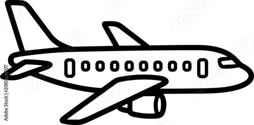 Fotografía Simple airplane drawing, jetliner outline, travel icon, vector illustration