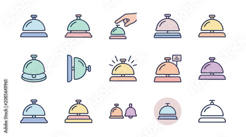 Konstfotografi Colorful bellhop food service icons.