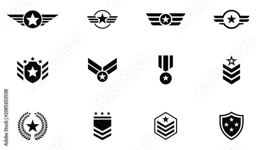 Photos Collection of military rank badge vector icons