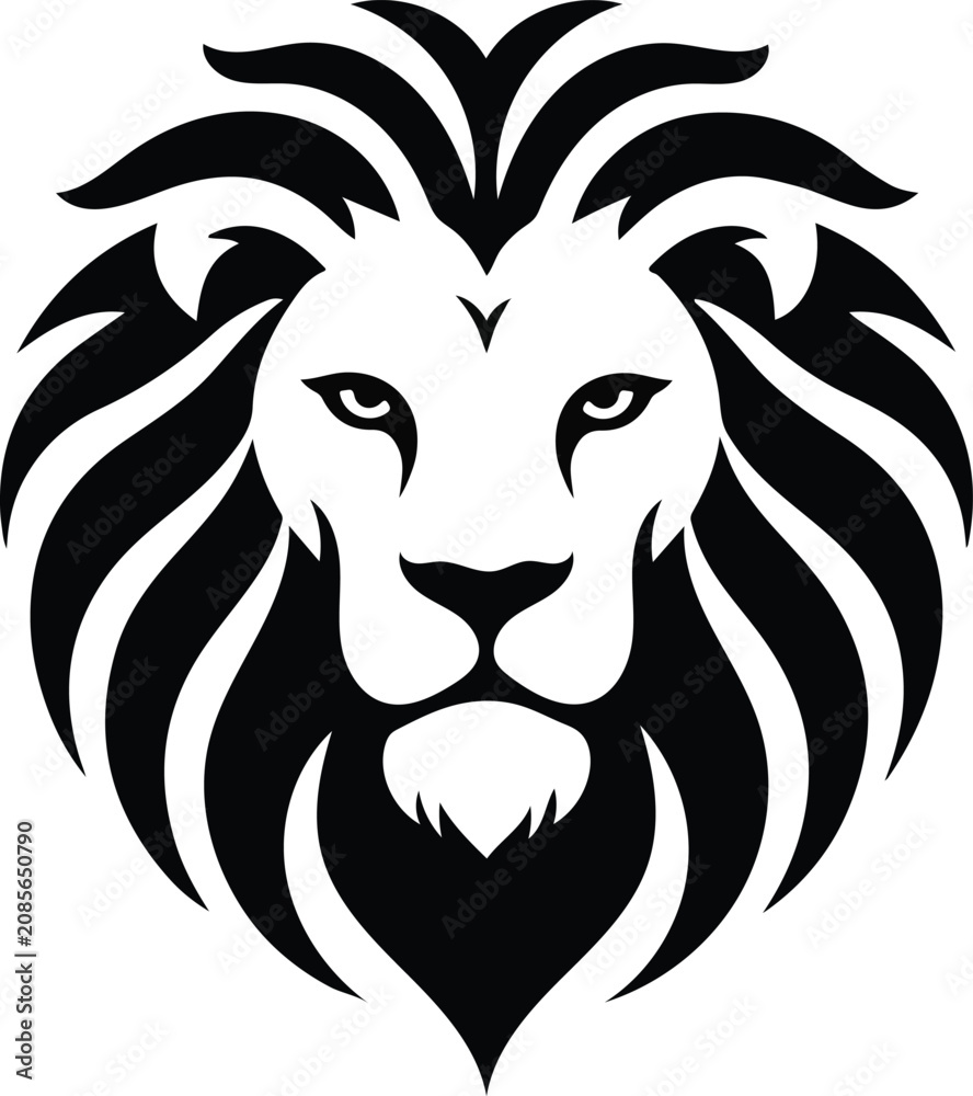 Fototapeta premium Minimalist Black Lion Silhouette Vector Illustration on a Clean White Background