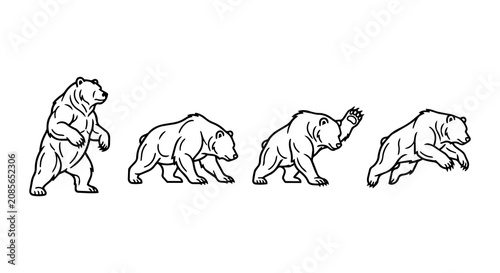 Cuadro en lienzo Bear market line icon set