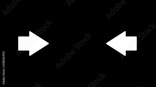 Repeating animation of 2 arrows to the center. animated video of an arrow pointing to the center moving on a black background.