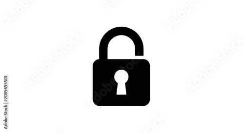 A simple black icon of an unlocked padlock on a white background