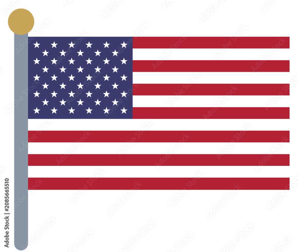 Fototapeta premium USA flag on pole - national flag vector icon, design element