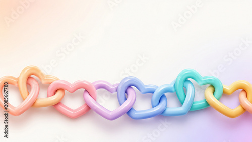 Connected Heart Chain 3D Friendship Concept