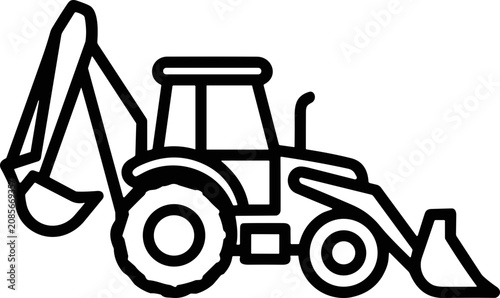 Photos Backhoe Loader Icon - Construction Vehicle Line Art