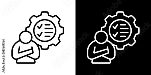 Fotografie Skilss Icon Of Line Black And White Style Vector Illustrationn