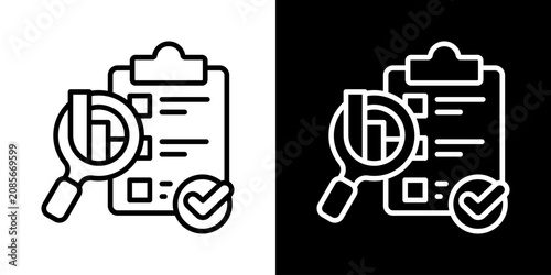 Tableau sur toile Results Icon Of Line Black And White Style Vector Illustrationn