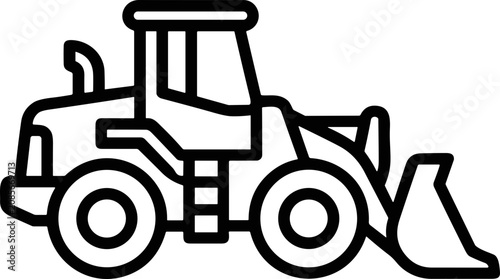 Front Loader Icon - Construction Vehicle Line Art