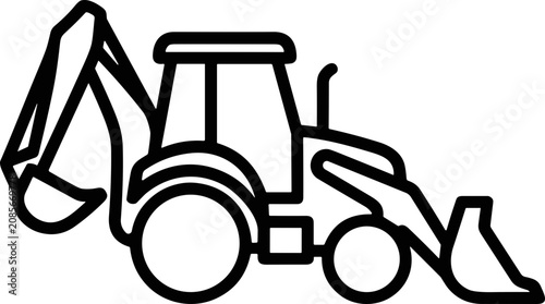 Photos Backhoe Loader Icon, Construction Vehicle Line Art