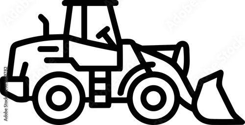 Photos Front loader construction vehicle icon, heavy machinery line art, industrial equ