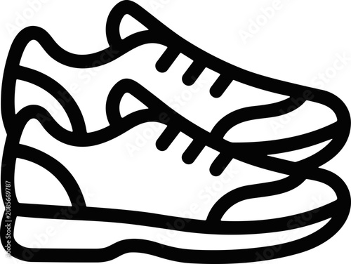 Fotografía Pair of athletic shoes, running sneakers, outline icon illustration, sport footw