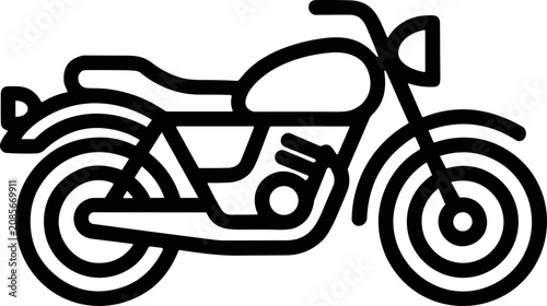Fotografía Classic Motorcycle Icon Vector Illustration - Black and White Line Art