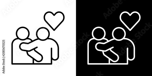 Quadro su tela Empathy Icon Of Line Black And White Style Vector Illustrationn