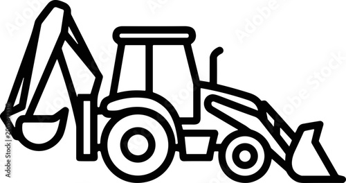 Tableau sur toile Backhoe loader outline icon, heavy construction equipment, vector illustration