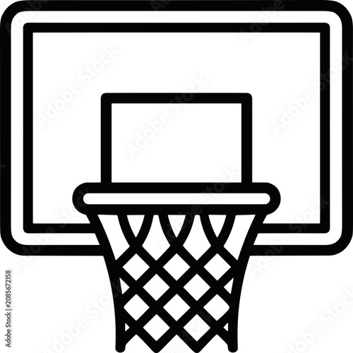 Foto Basketball Hoop Outline Icon: Sport Equipment, Game Net, Backboard