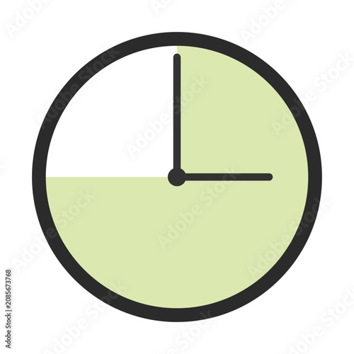 Картината върху платно Wall clock showing exactly three oclock with a soft green face in a minimalist s