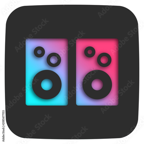 Stereo Speaker Icon for Music Production Recording Playback and Entertainment UI