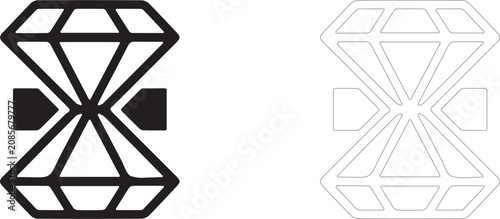 Fotografie Crystal lattice of diamond, mineral structure and crystallography symbol, vector icon filled and outline