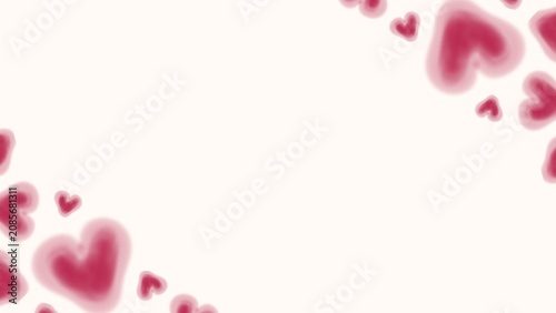 Fotografia Soft pink watercolor hearts frame a clean white background, ideal for Valentine'
