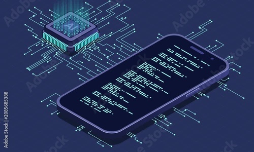 Ai Smartphone circuit board background