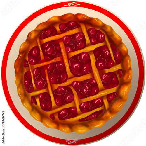 cherry pie with plate