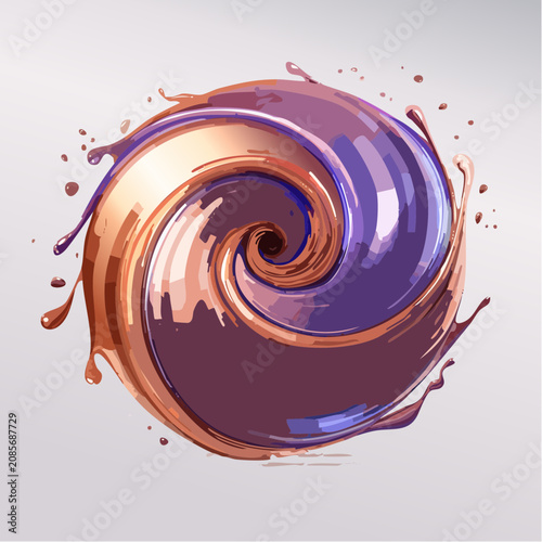 Wirbelndes metallisches Kupfer und violettes Plasma, luxuriöse flüssige Textur, elegante Bewegung, generative KI