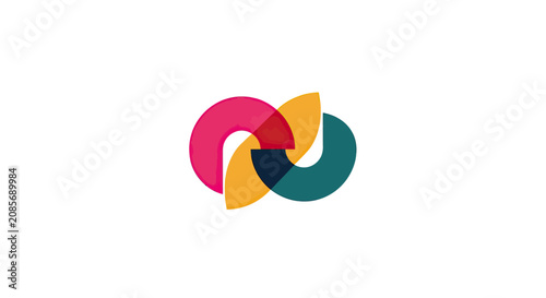 Foto Interlocking colorful semi-circle loops logo