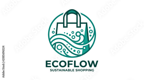 Eco friendly shopping bag logo design.