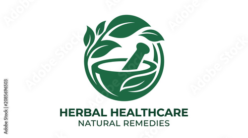Konstfotografi Herbal healthcare natural remedies logo design.
