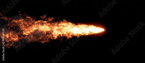 Scorching blast jet flare isolated on plane background