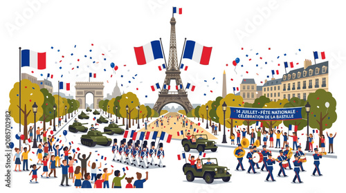 фотографія French National Day celebration in Paris with military parade