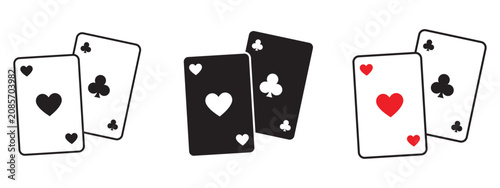 Playing Card Icon Set Vector Illustration, Deck, Poker and Casino Symbols