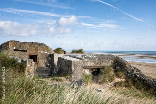 Картината върху платно An old World War II concrete bunker of type H612 at German strongpoint Wn10 on the sandy dunes of Utah Beach in Saint-Martin-de-Varreville