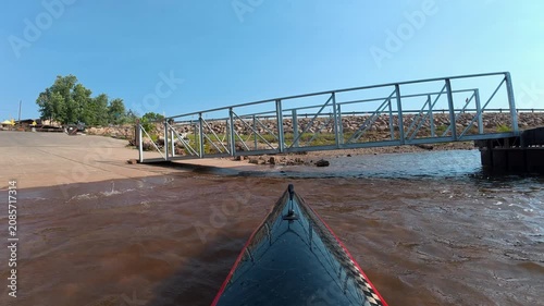POV from a kayak wobbling in waves at boat ramp - paddling on Horsetooth Reservoir in Fort Collins, Colorado, summer morning scenery 