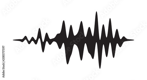 Tableau sur toile Soundwave form with jagged peaks black silhouette